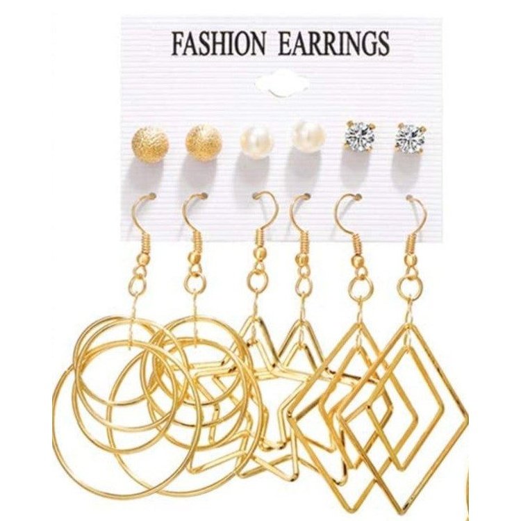 Juego de aretes dorados, estilo pequeños largos