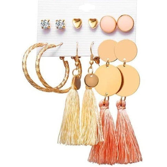 Juego de aretes dorados, estilo pequeños largos