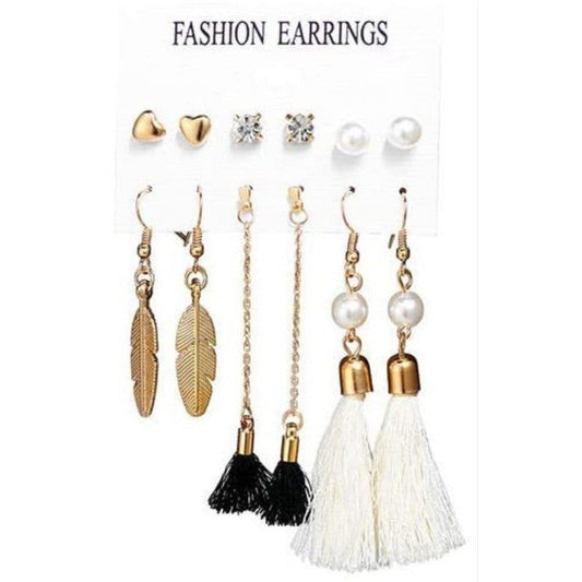 Juego de aretes dorados, estilo pequeños largos