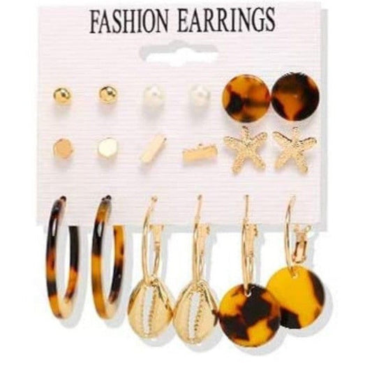 Juego de aretes dorados, estilo pequeños largos