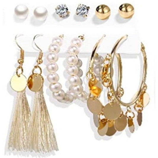 Juego de aretes dorados, estilo pequeños largos