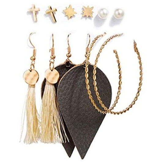 Juego de aretes dorados, estilo pequeños largos