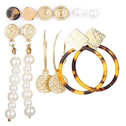 Juego de aretes dorados, estilo pequeños largos