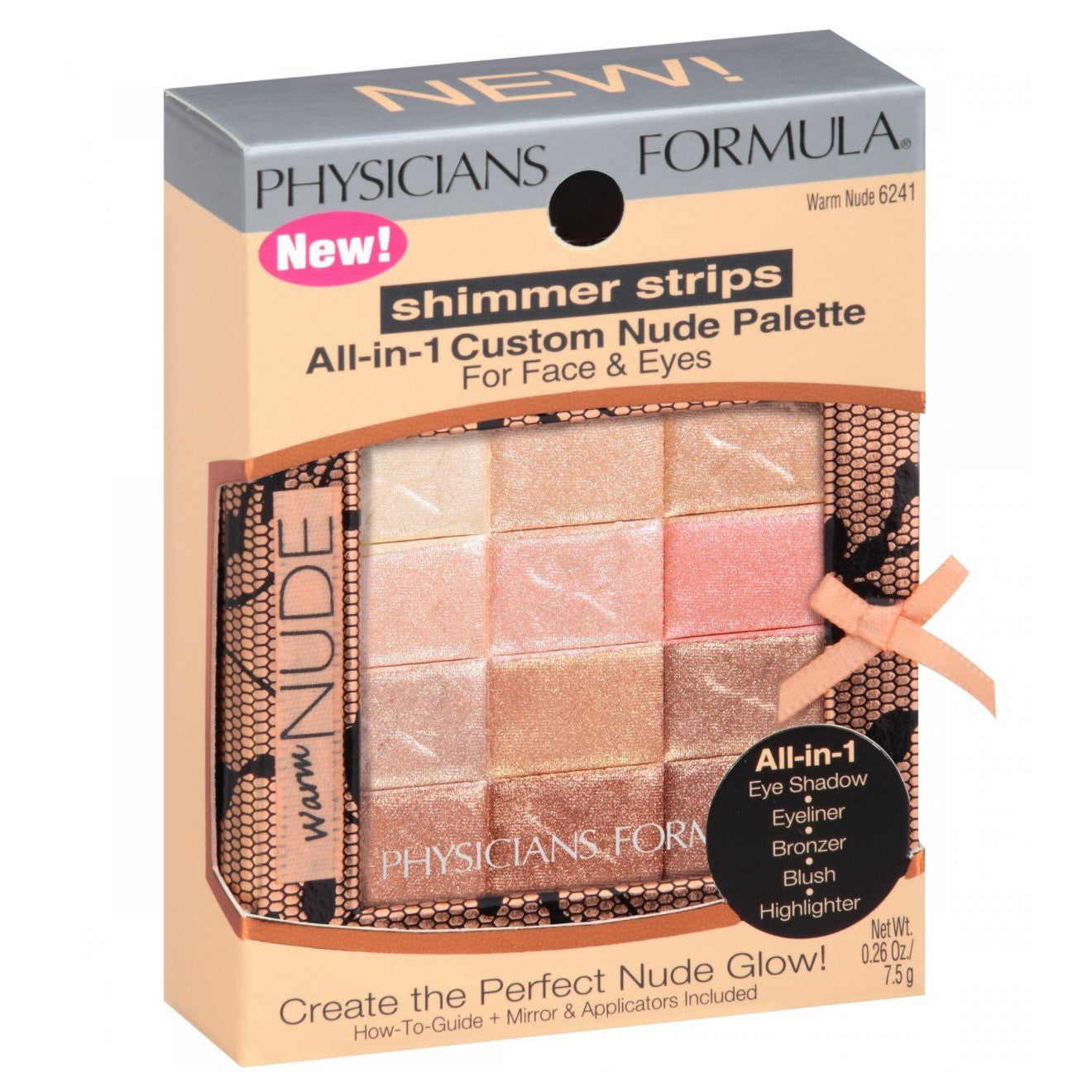 Shimmer Strips - Physicians Formula, todo en 1 para la cara y ojos, Color: 6241 Warm nude.
