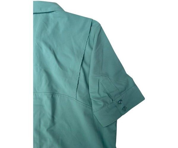 Columbia Blusa para mujer, manga larga Savanna Hill Solid Short sleeve shirt color: verde, talla: S.