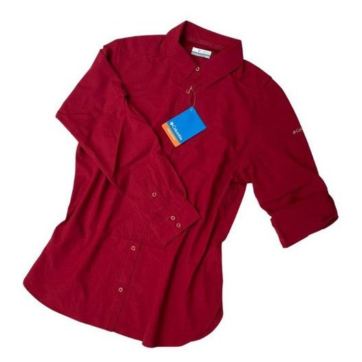Columbia Blusa para mujer, manga larga Savanna Hill Solid long sleeve shirt color: vino, talla: M.