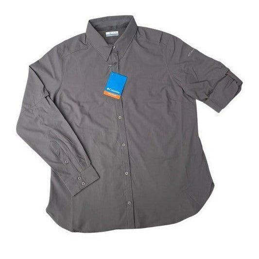 Columbia Blusa para mujer, manga larga Savanna Hill Solid long sleeve shirt color: gris oscuro, talla: L.