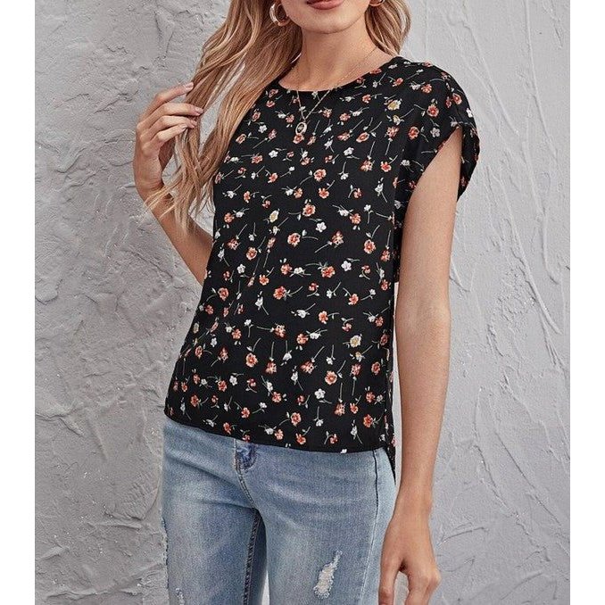 SHEIN Blusas Pliegos floral de margarita Bohemio