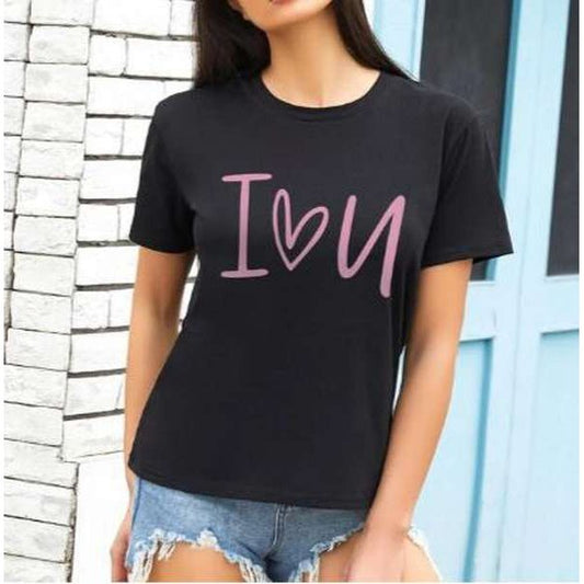 SHEIN Camiseta Frase I💜U