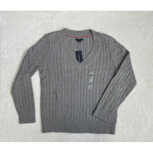 Sudadera Tommy Hilfiger tejida, cuello V, talla: L.