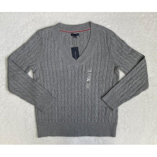 Sudadera Tommy Hilfiger tejida, cuello V, talla: L.