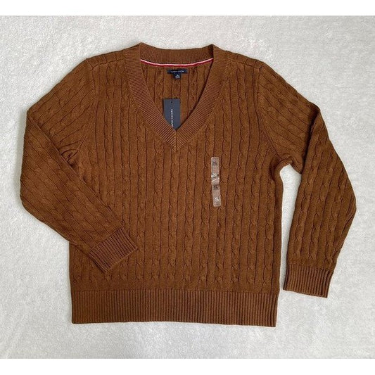 Sudadera Tommy Hilfiger tejida, cuello Hilfiger, talla: XL.