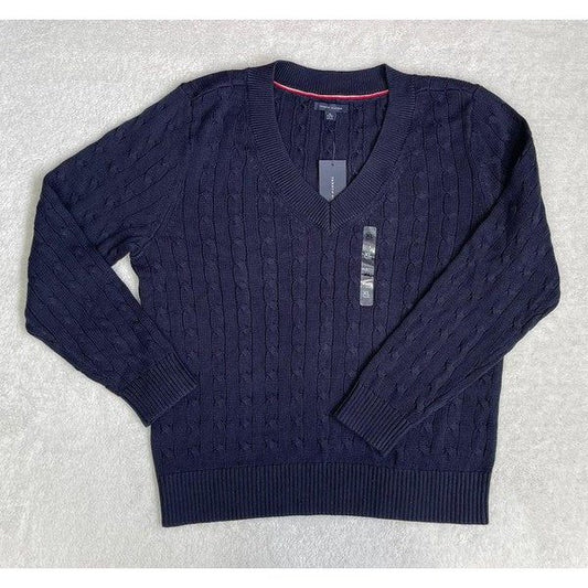Sudadera Tommy Hilfiger tejida, cuello Hilfiger, talla: XL.