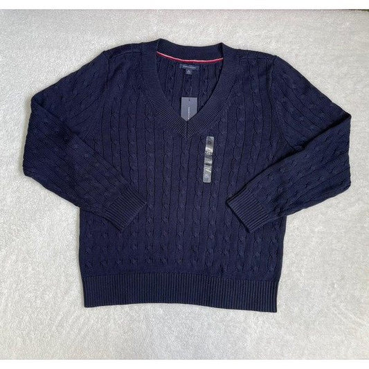 Sudadera Tommy Hilfiger tejida, cuello Hilfiger, talla: XL.