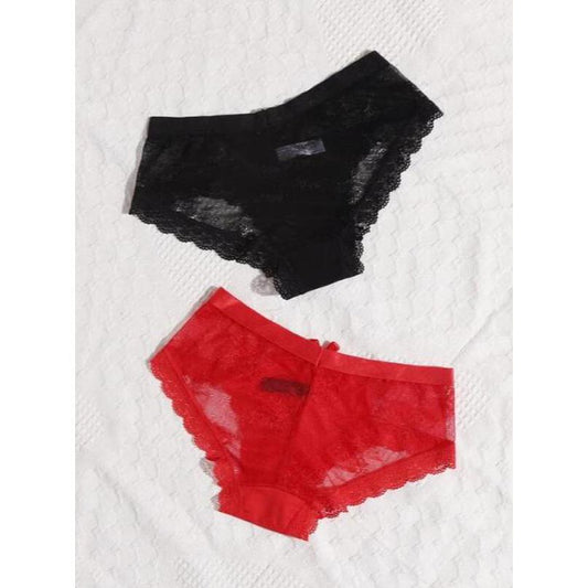 Set de braguitas: Encaje en contraste Liso, talla: