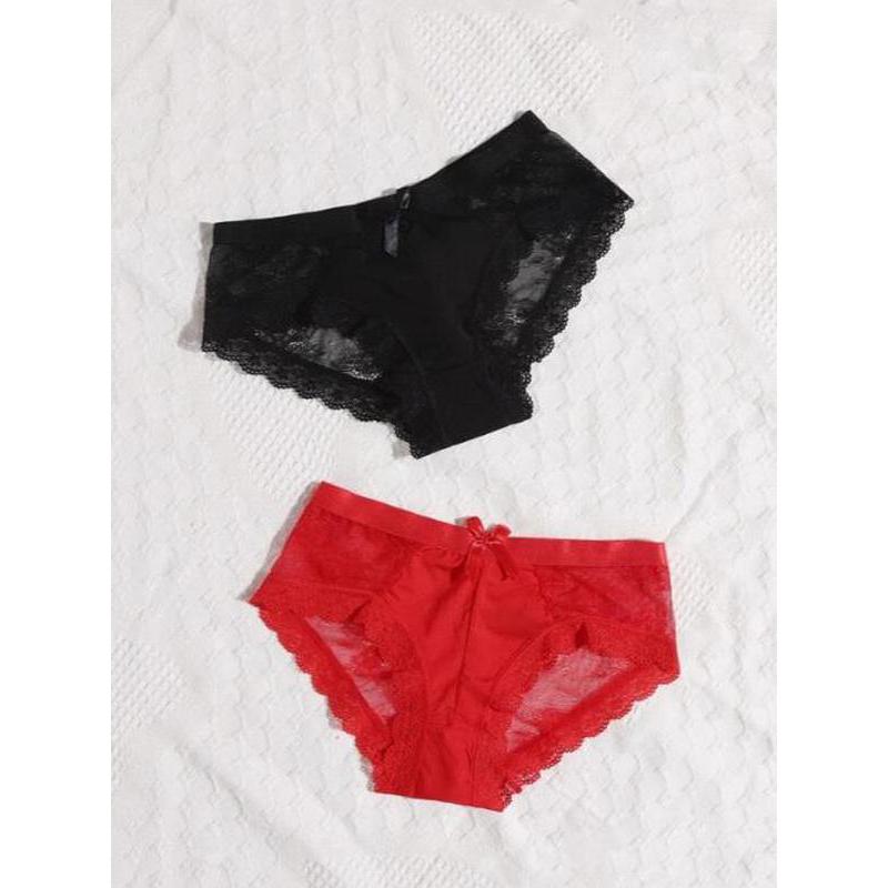 Set de braguitas: Encaje en contraste Liso, talla: