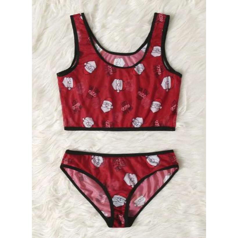 Set de lencería, estampado Santa Claus, piezas, talla: