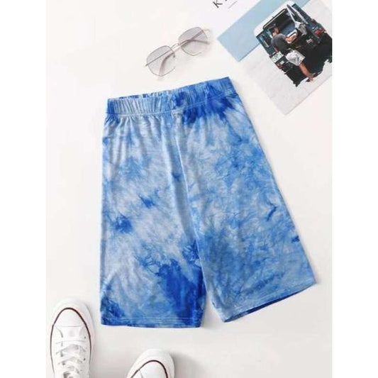 Shorts tie dye cintura alta, color: azul