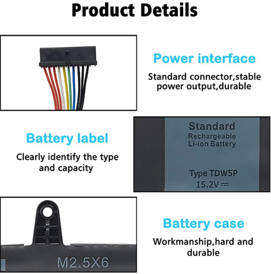Laqueena TDW5P - Batería de repuesto para portátil Dell AlienwareÂ