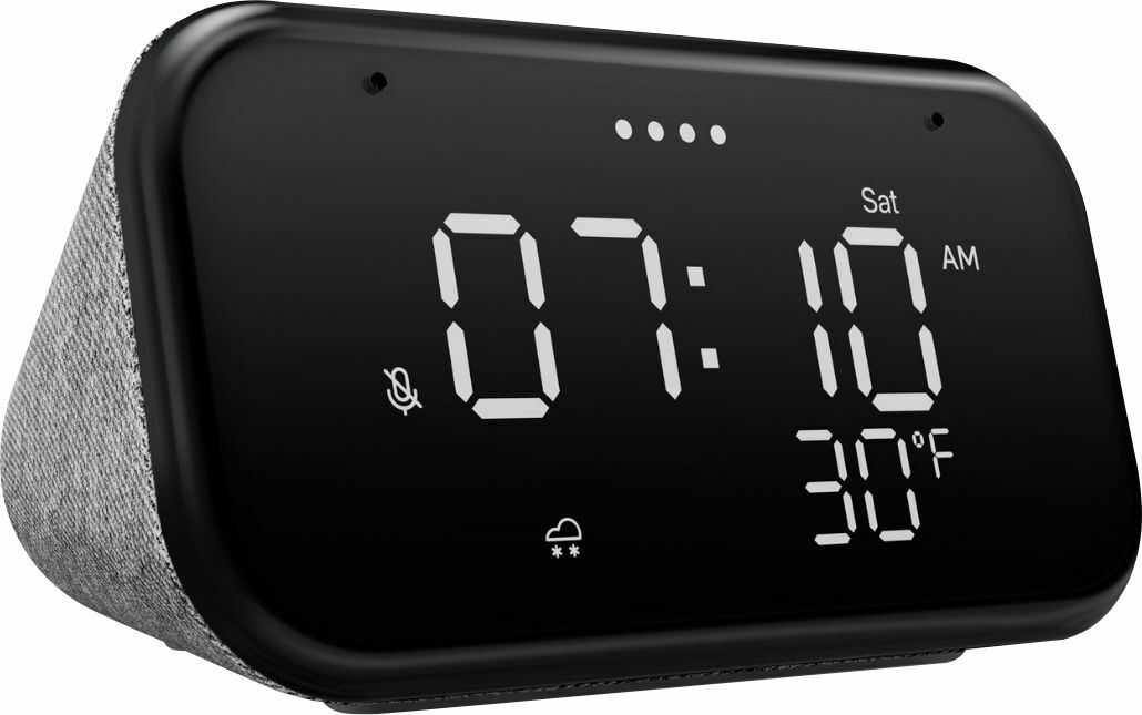 Lenovo, Reloj despertador Inteligente con Google Home, Gris.