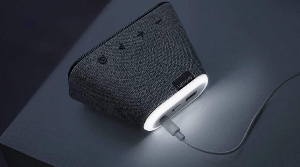 Lenovo, Reloj despertador Inteligente con Google Home, Gris.