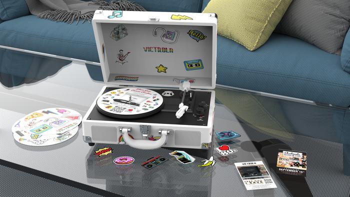 Tornamesa Portátil - Victrola - Blanco Personalizable (50 Stickers)