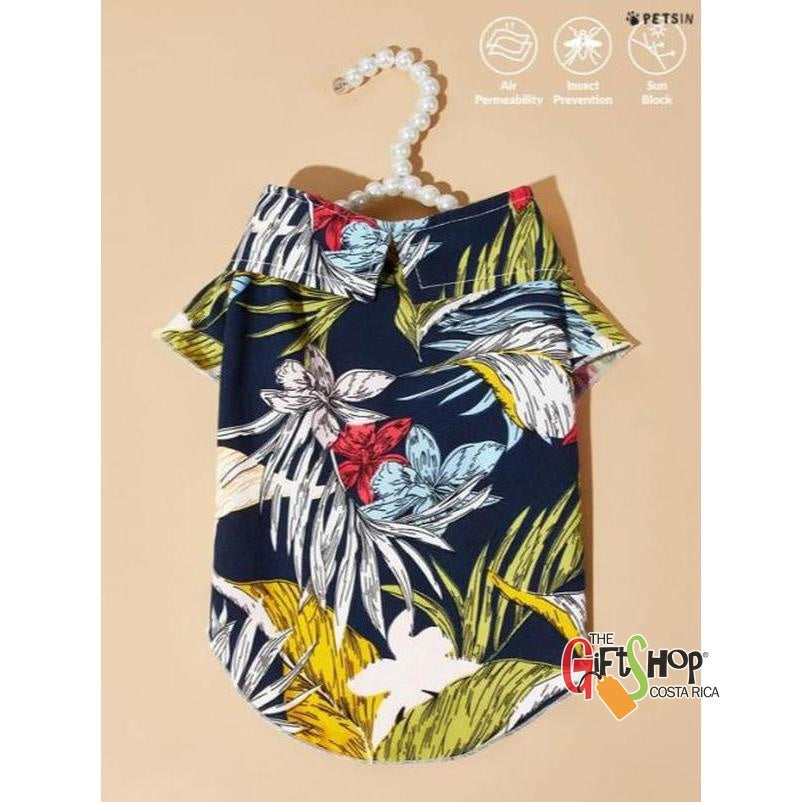 Camisa de mascota con estampado hoja