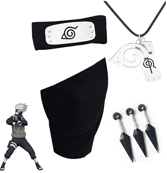 Naruto Cosplay Kakashi diadema y máscara facial