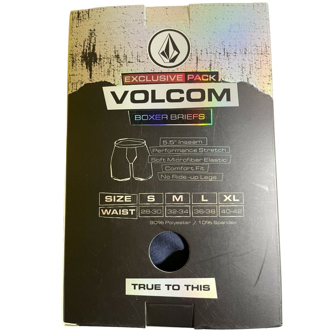 Boxer VOLCOM, 4 unid, color: gris, negro, azul y rojo. (M)