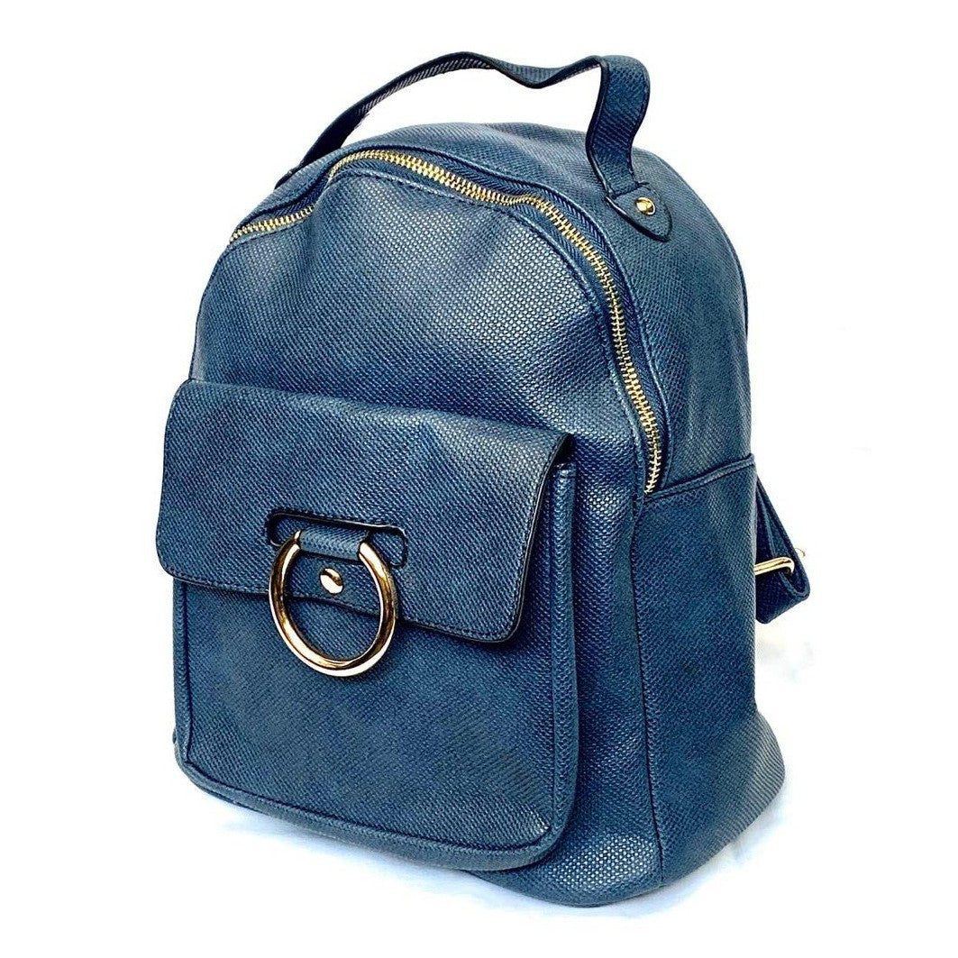 Bolso de espalda, color azul con argolla dorada - The Gift Shop Costa Rica