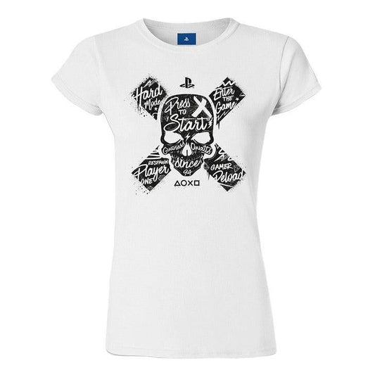 Camiseta PlayStation Oficial Press start, Color: Blanco