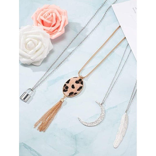 Collar plateado largo, estilo