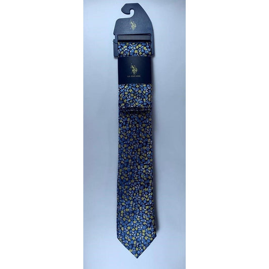 Corbata U.S. Polo Assn Flores Color: azul con amarillo.