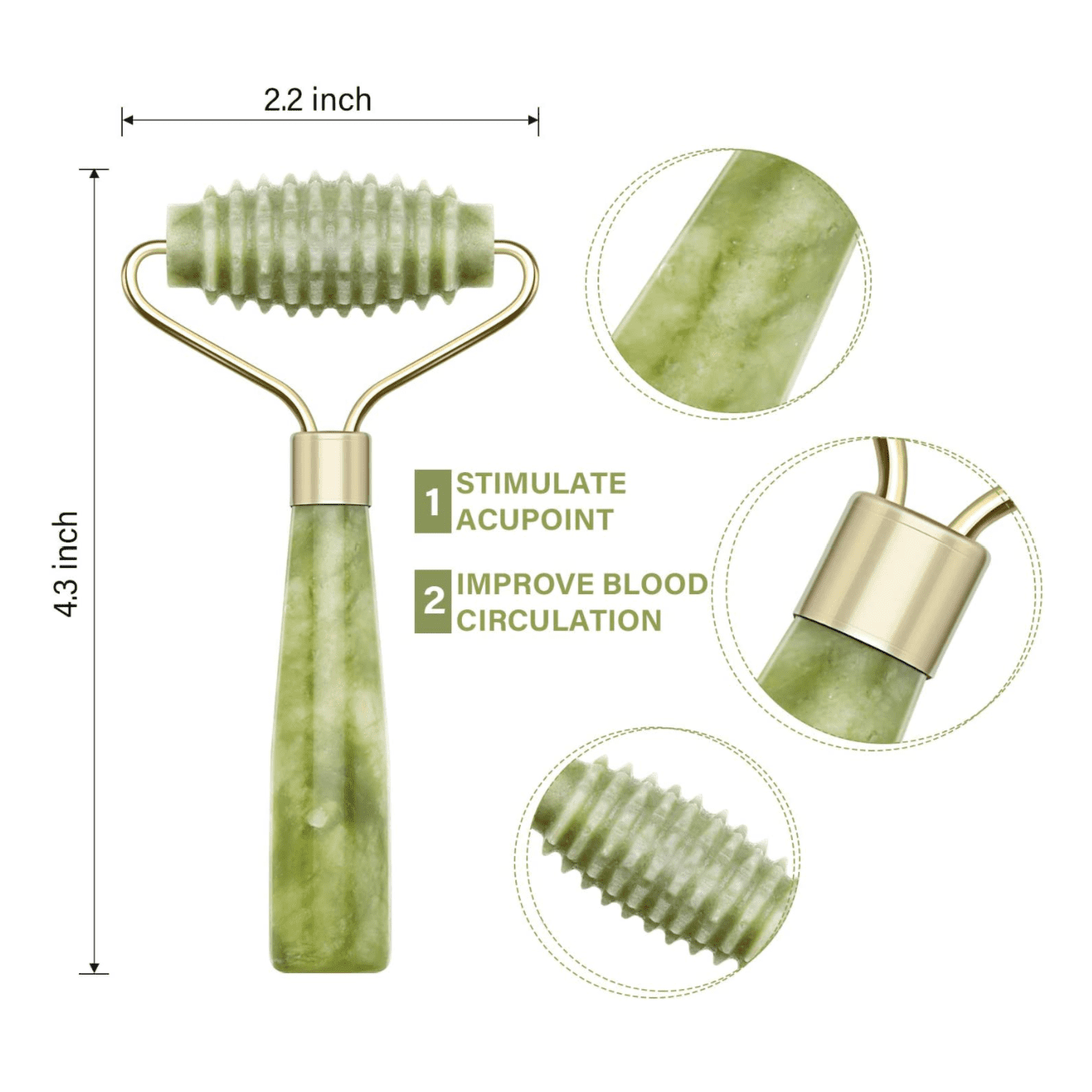 Kit de dos rodillos en Jade con gua sha para el rostro, ojos, cuello y cuerpo.