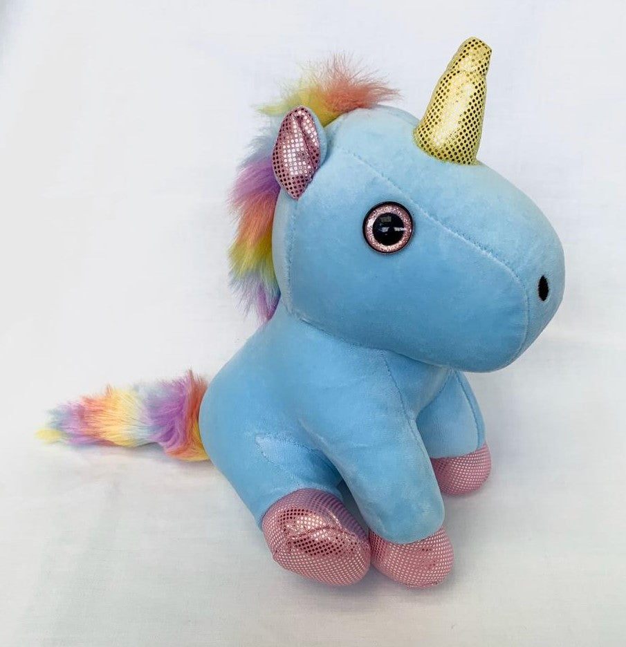 Unicornio de peluche color celeste