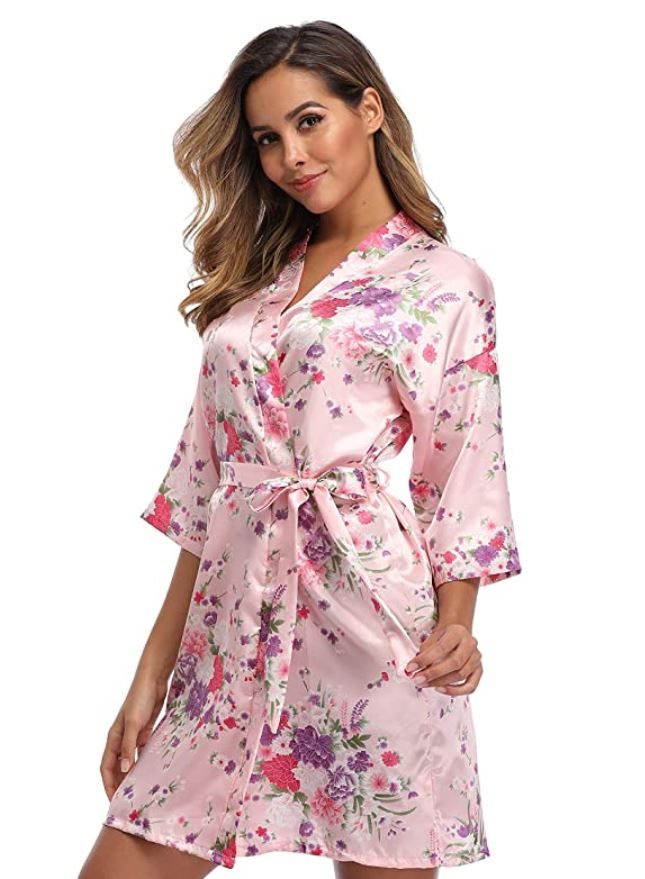 Bata corta, estilo Kimono para mujer, con manga 3/4, talla S