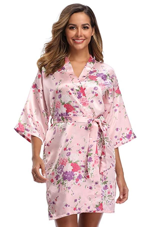 Bata corta, estilo Kimono para mujer, con manga 3/4, talla S