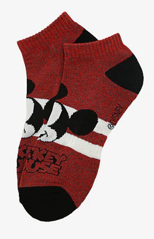 Medias de Mickey Mouse, color rojo con gris.