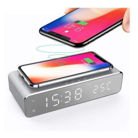 Reloj digital despertador con cargador inalámbrico Qi de W.