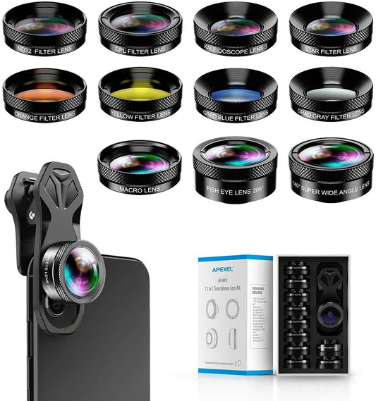 Apexel 11 en 1 Kit de lentes para cámara de smartphone