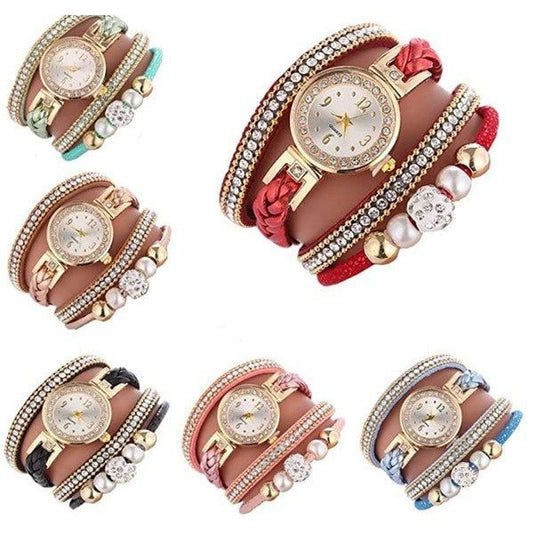 Reloj para mujer con brazalete trenzado pulseras