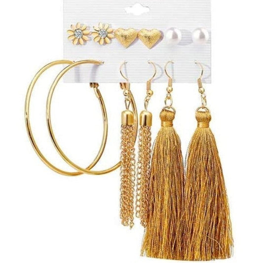 Juego de aretes dorados, estilo pequeños largos