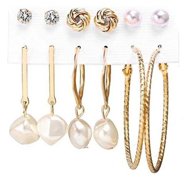 Juego de aretes dorados, estilo pequeños largos