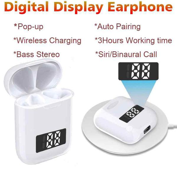 Auriculares Bluetooth inalámbricos TWS pantalla Digital LED, Color Blanco