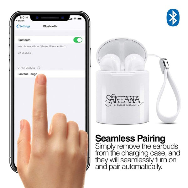 Earbuds Santana Tango, estuche con capacidad de carga