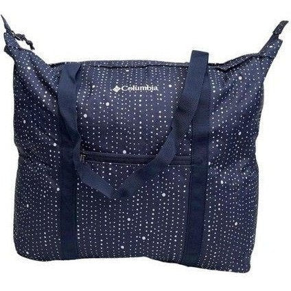 Columbia Bolso de Mano Tote Bag plegable Packable tote color: Azul con puntos blancos.