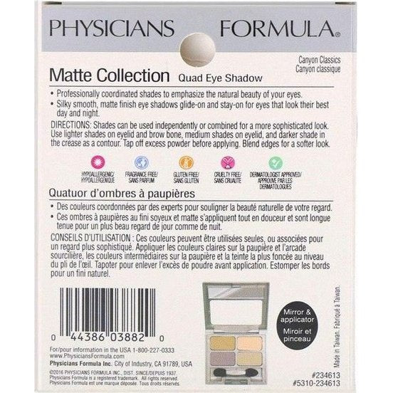 Sombra para ojos Physicians Formula, Matte Collection Quad. Color: Canyon Classics