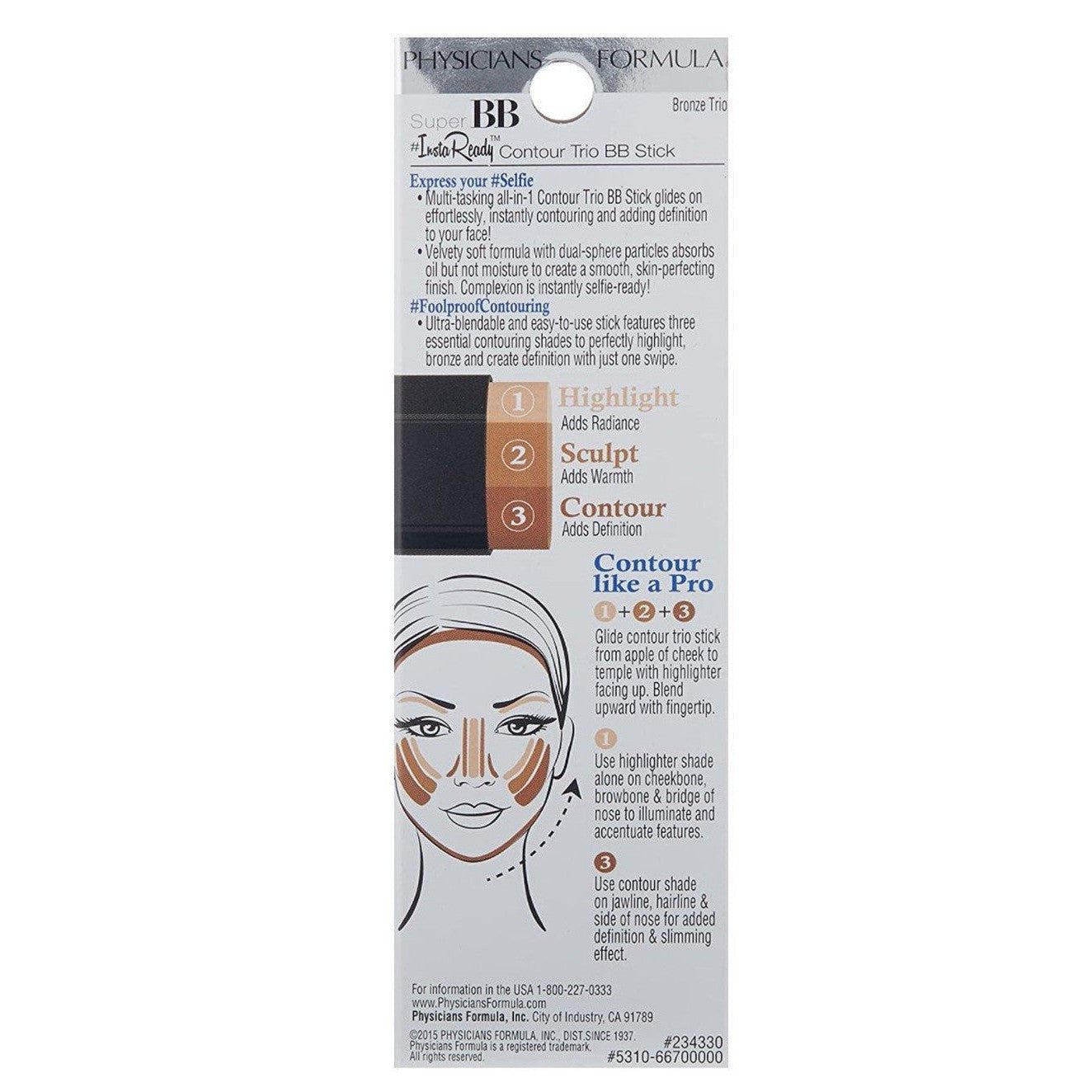 Super BB Cream Physicians Formula en stick. Trío de contorno, color: Bronze Trio.