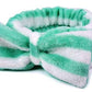 Vincha para maquillaje, rayas verde y blanco.