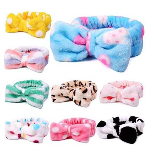 Vincha para maquillaje, amarilla con puntos.
